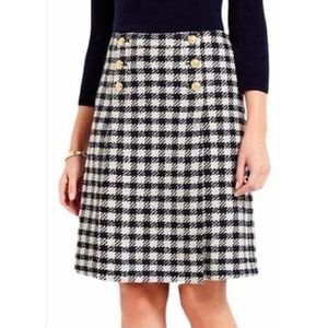 Talbots Pleated Wool Blend Houndstooth Skirt Sz 10